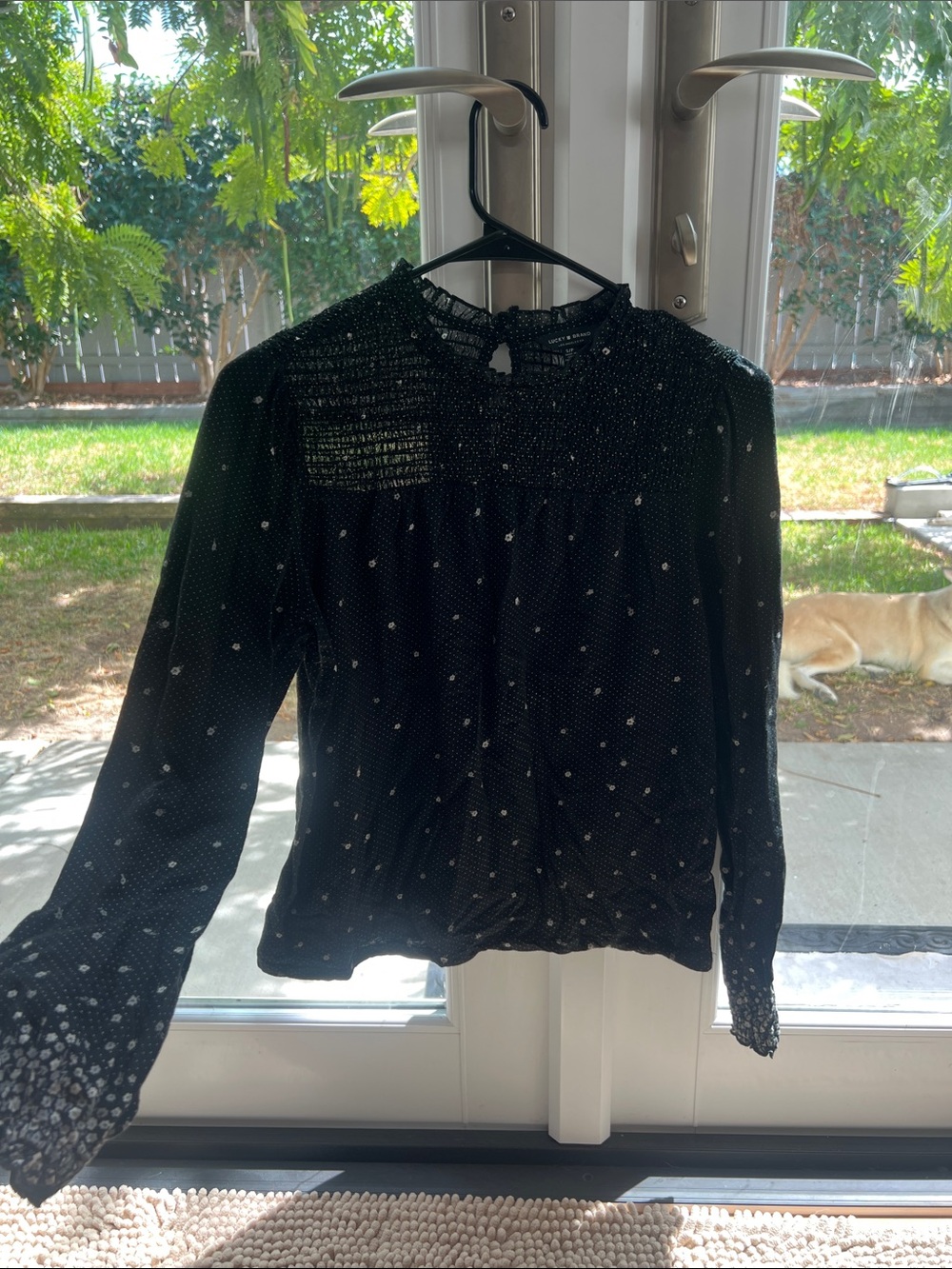 Lucky Brand Black Long-Sleeve Polka Dot Blouse